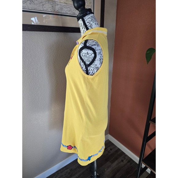 Vtg Y2K Disney World Pooh Yellow Sleeveless Polo Dress Girls XL/Womens SM - Picture 8 of 16